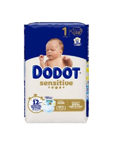 PAÑAL INFANTIL DODOT SENSITIVE TALLA 1 2-5 KG...
