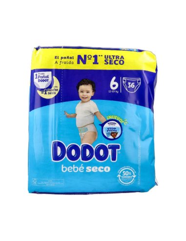 PAÑAL INFANTIL DODOT BEBE SECO EXTRA TALLA 6...