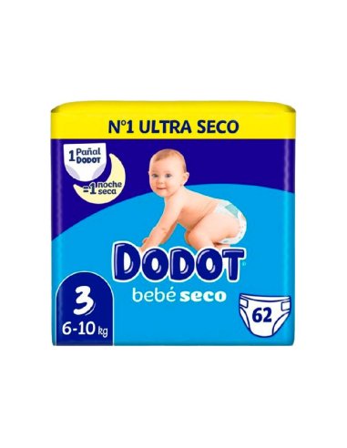 PAÑAL DODOT SECO TALLA 3 62UDS